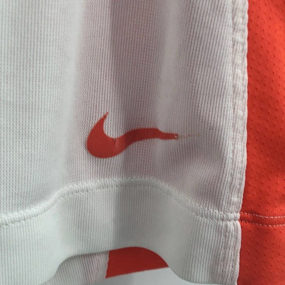 Nike Golf Fit Dry Polo Shirt Collared Short Sleeve 1/4 Buttoned White Orange XL - Picture 8 of 9